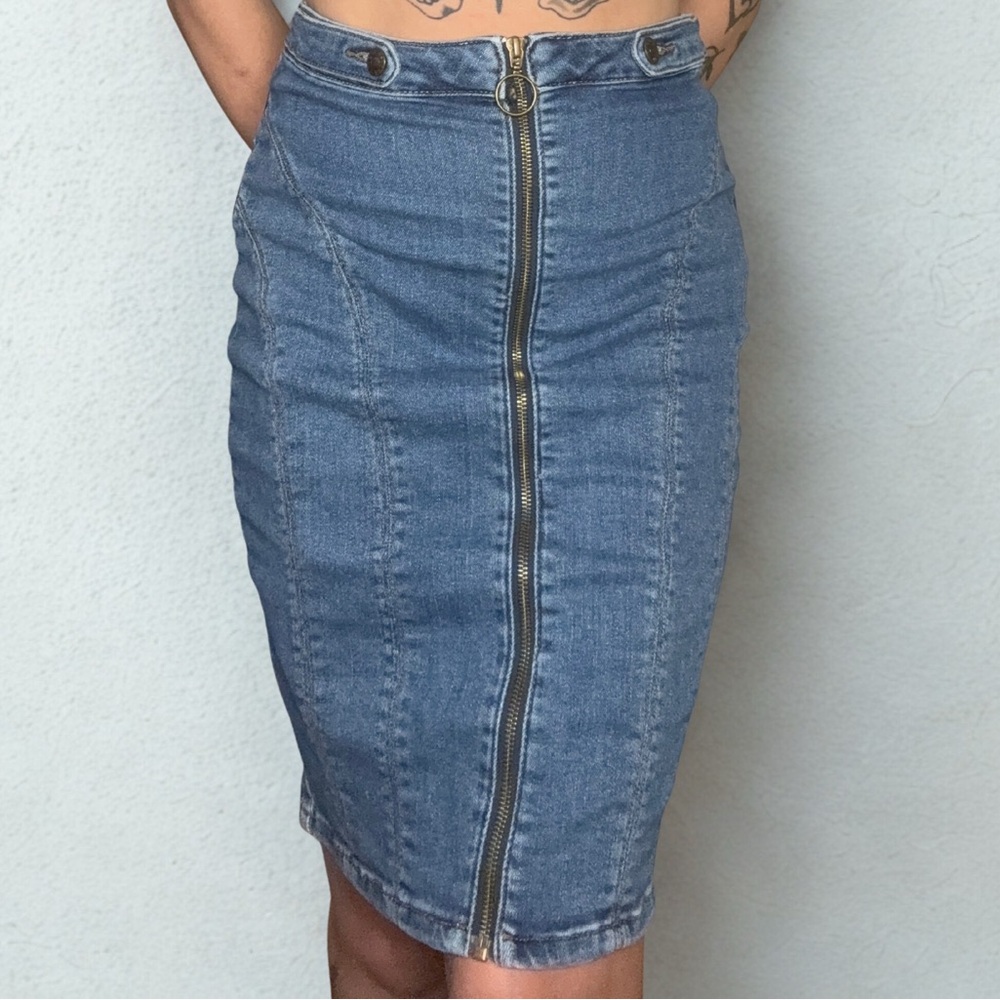 Guess Blue Denim Pencil Skirt
